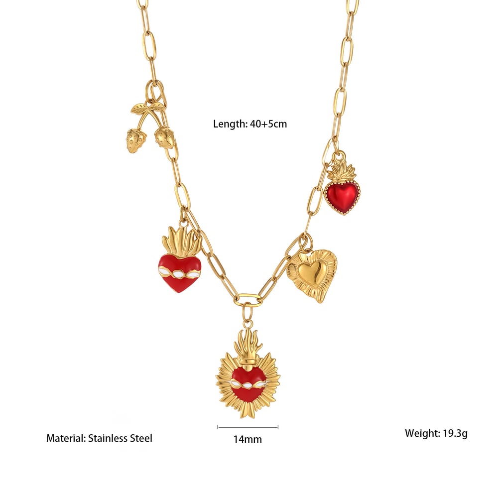 Collar con colgante de corazón intrincado de acero inoxidable para mujer de 1 pieza 