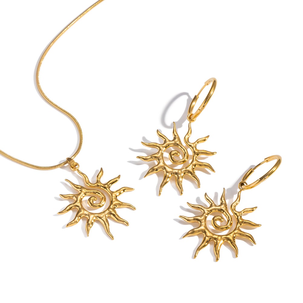Ensemble de colliers en acier inoxydable couleur or Sun h5Image5