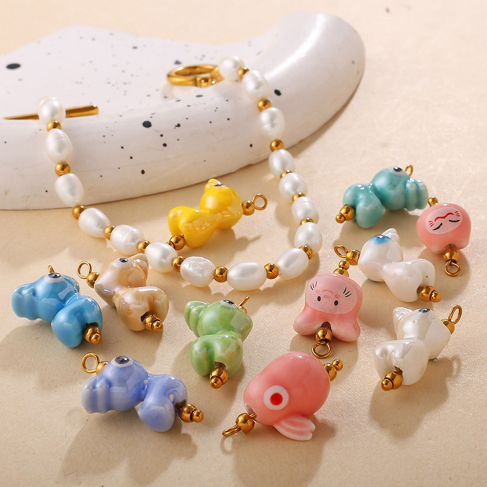 Ciondolo fai da te a forma di animaletto in ceramica, 1 pezzo h5Immagine3