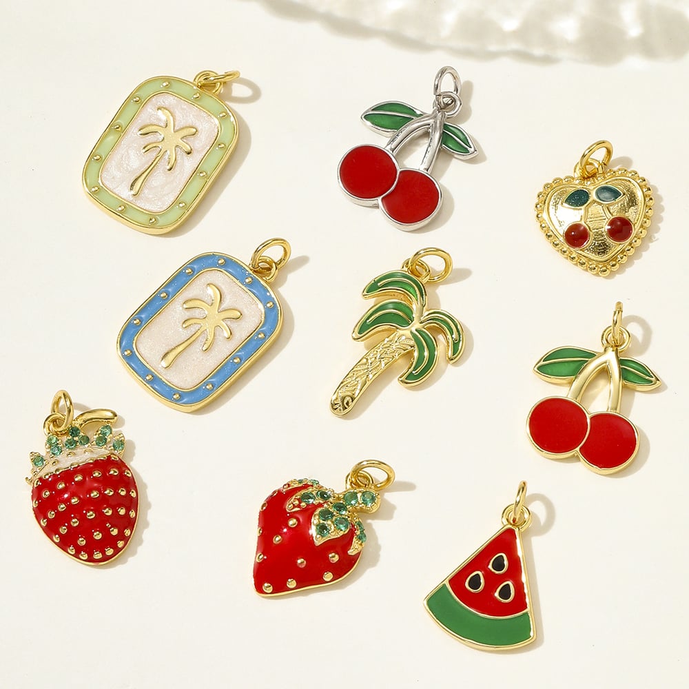 1 Piece Cute Fruit S925 Gold Color Women's Pendants Picture4