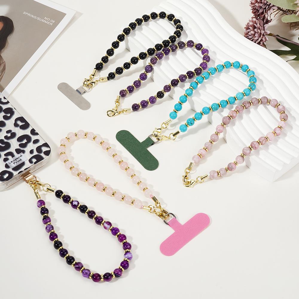 1 Piece Retro Beads Natural Stones Phone Chain h5Picture3