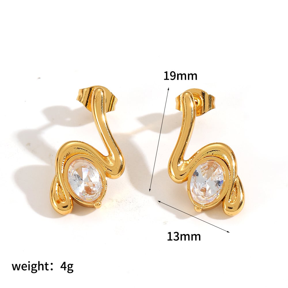1 Pair Irregular Shape Stainless Steel Gold Color Stud Earrings 