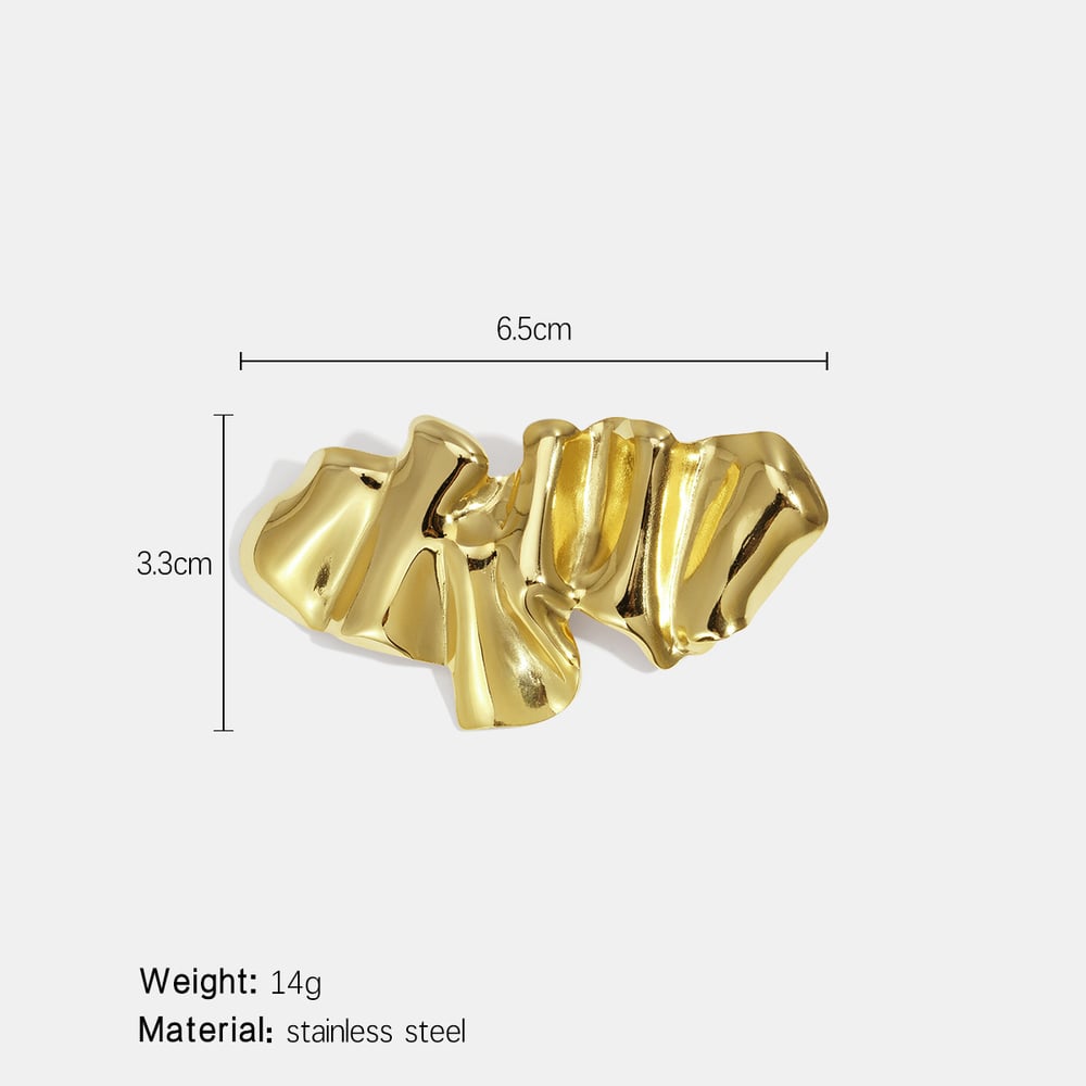 Broche en acier inoxydable doré, de forme irrégulière (1 pièce). Image2