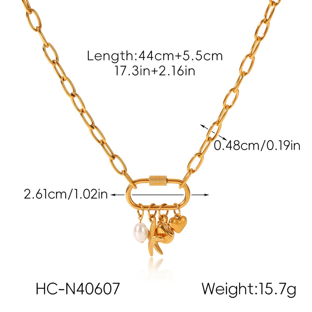 1 Piece Stainless Steel Gold Color Oceanic Pendant Necklace h5Picture2