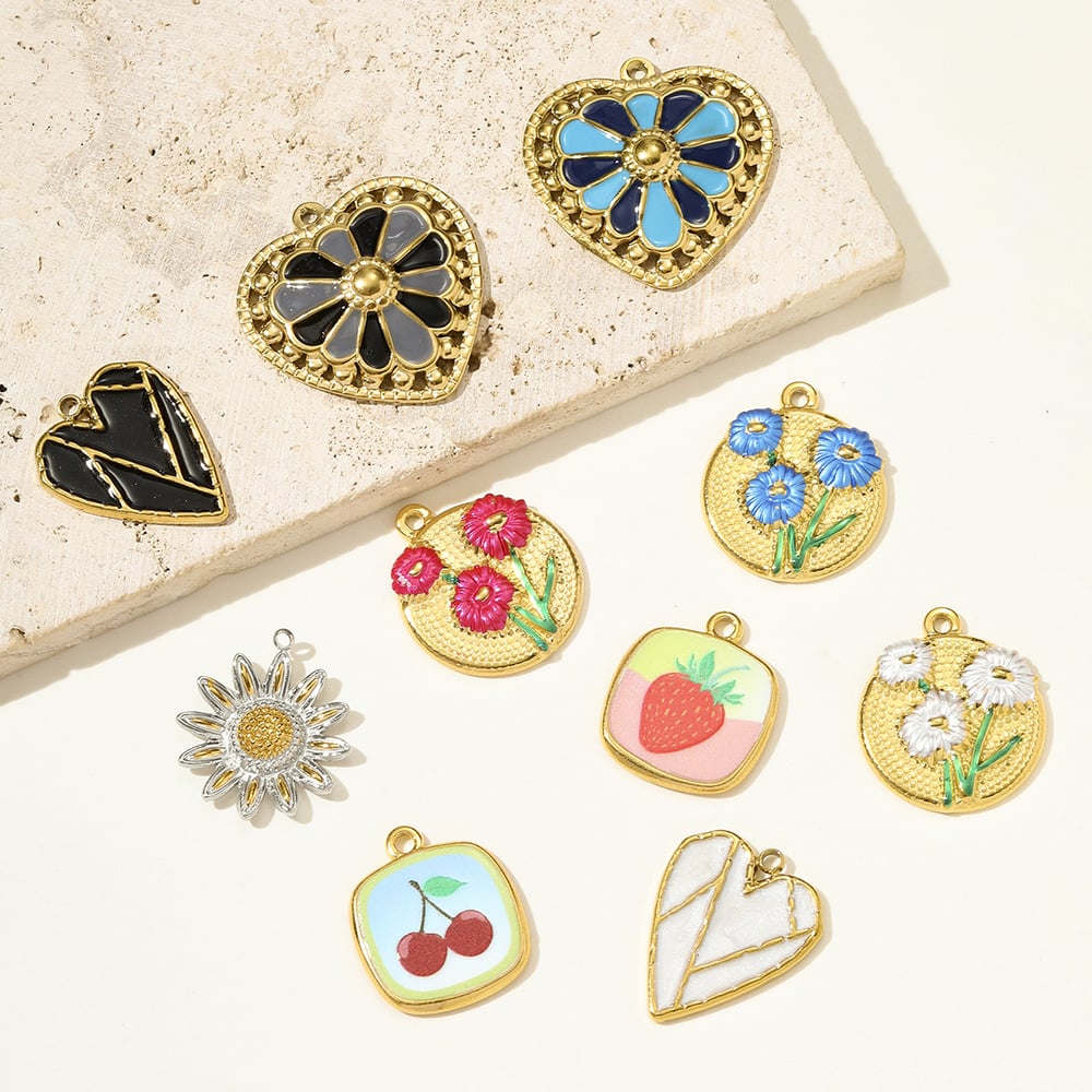 1 Piece Colorful Heart Stainless Steel Women's Pendants Picture4