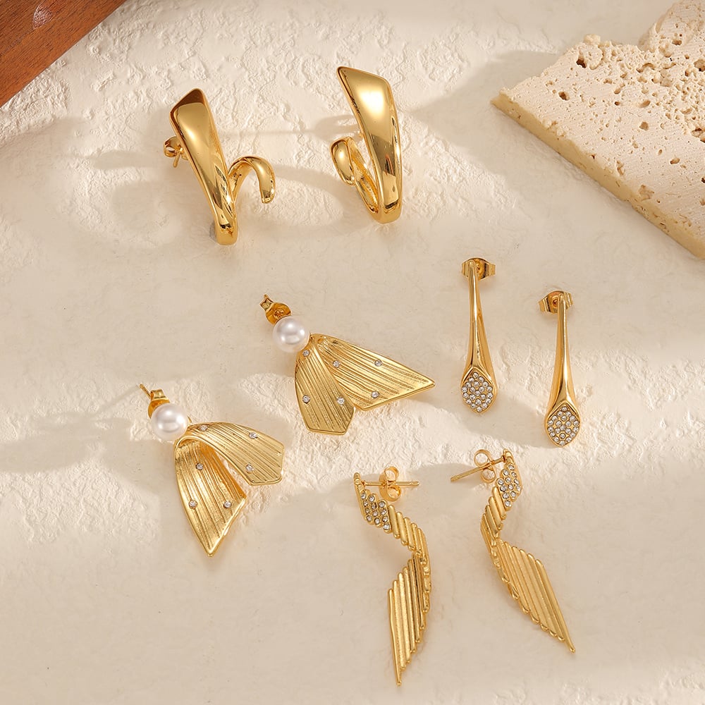 1 Pair Stainless Steel Gold Color Stud Earrings Picture2