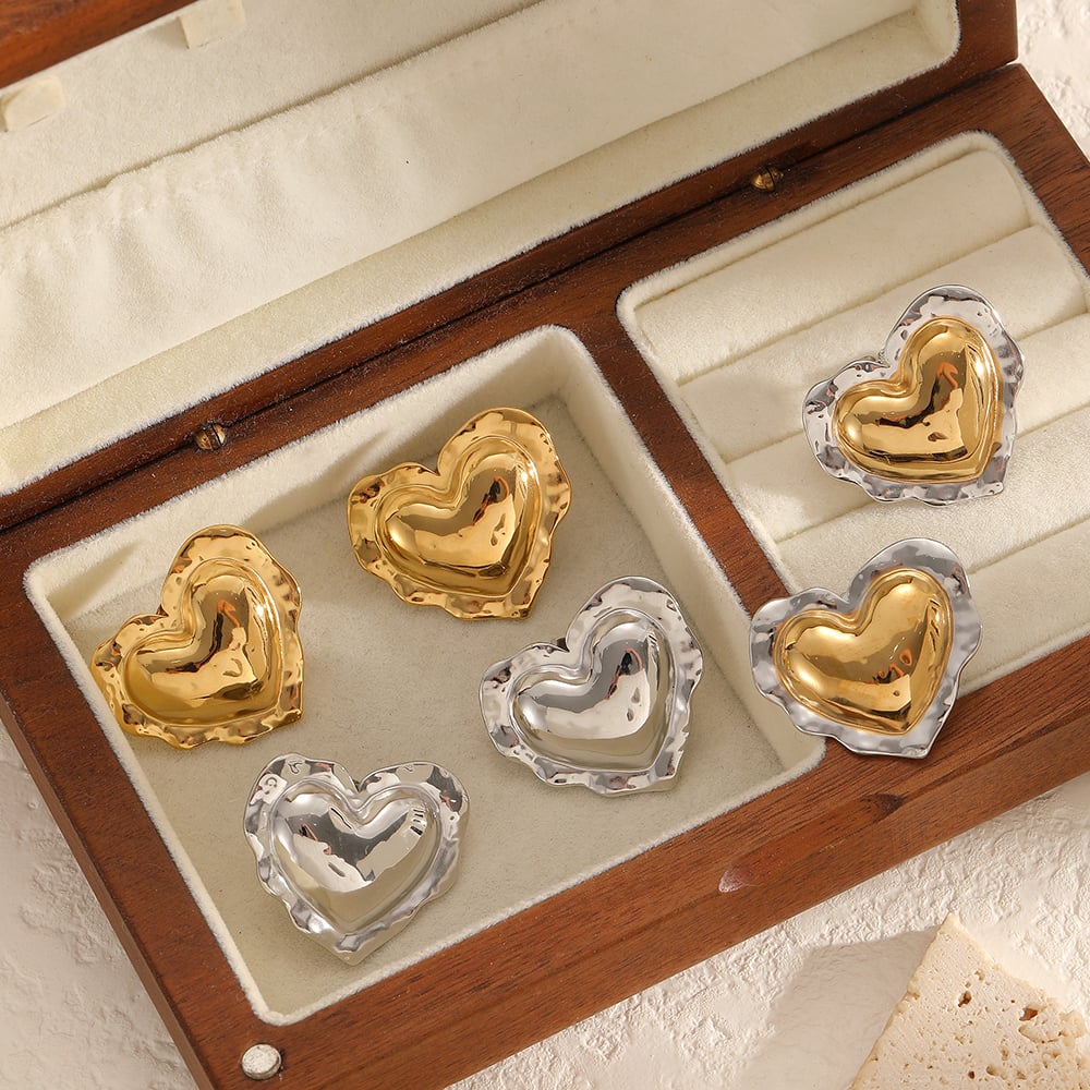 1 Pair Heart Stainless Steel Mixed Color Stud Earrings Picture2