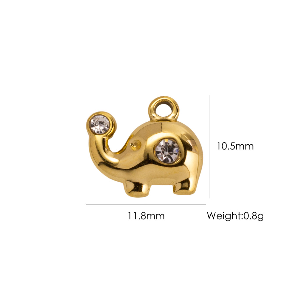 1 Piece Simple DIY Cute Elephant Stainless Steel Women's Pendants 