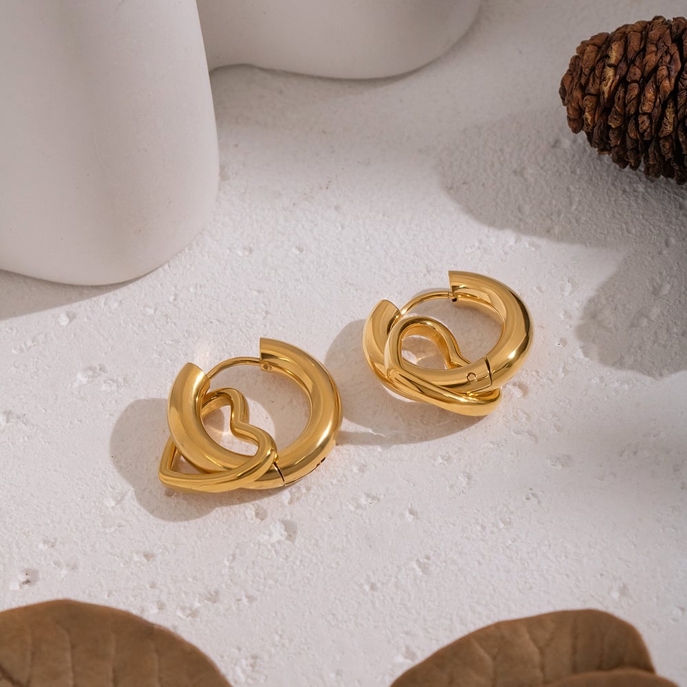 1 Pair Heart Stainless Steel Mixed Color Drop Earrings Picture3