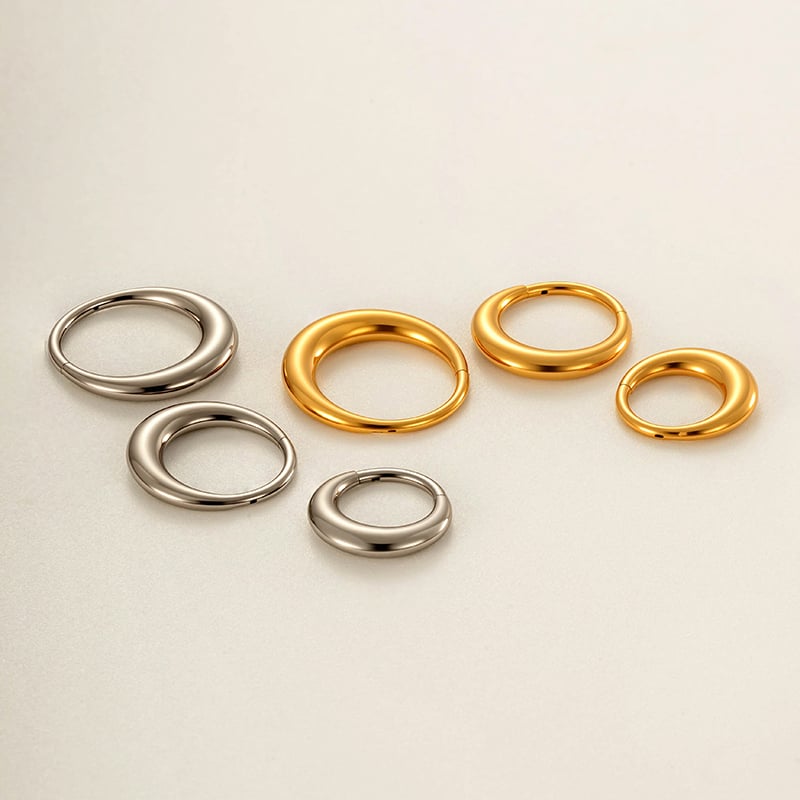 1 Piece Simple Circle Titanium Alloy Gold Color Hoop Earring Picture4