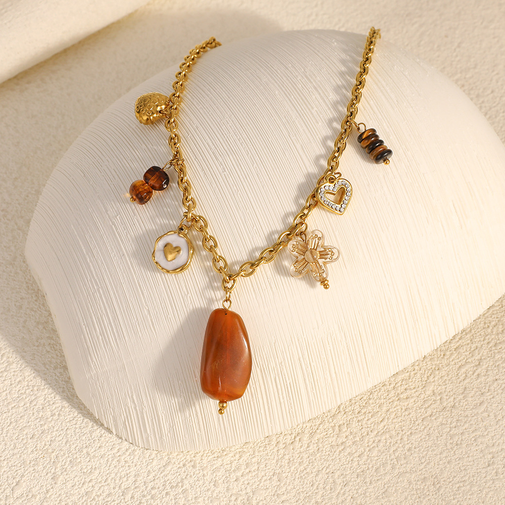 1 Piece  Daily Flower Heart Stainless Steel Women's Pendant Necklaces Picture3