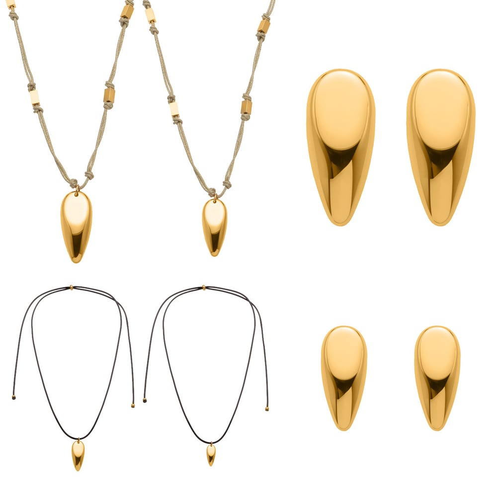 Modern Irregular Shape Stainless Steel Gold Color Women's Jewelry Sets h5Picture6