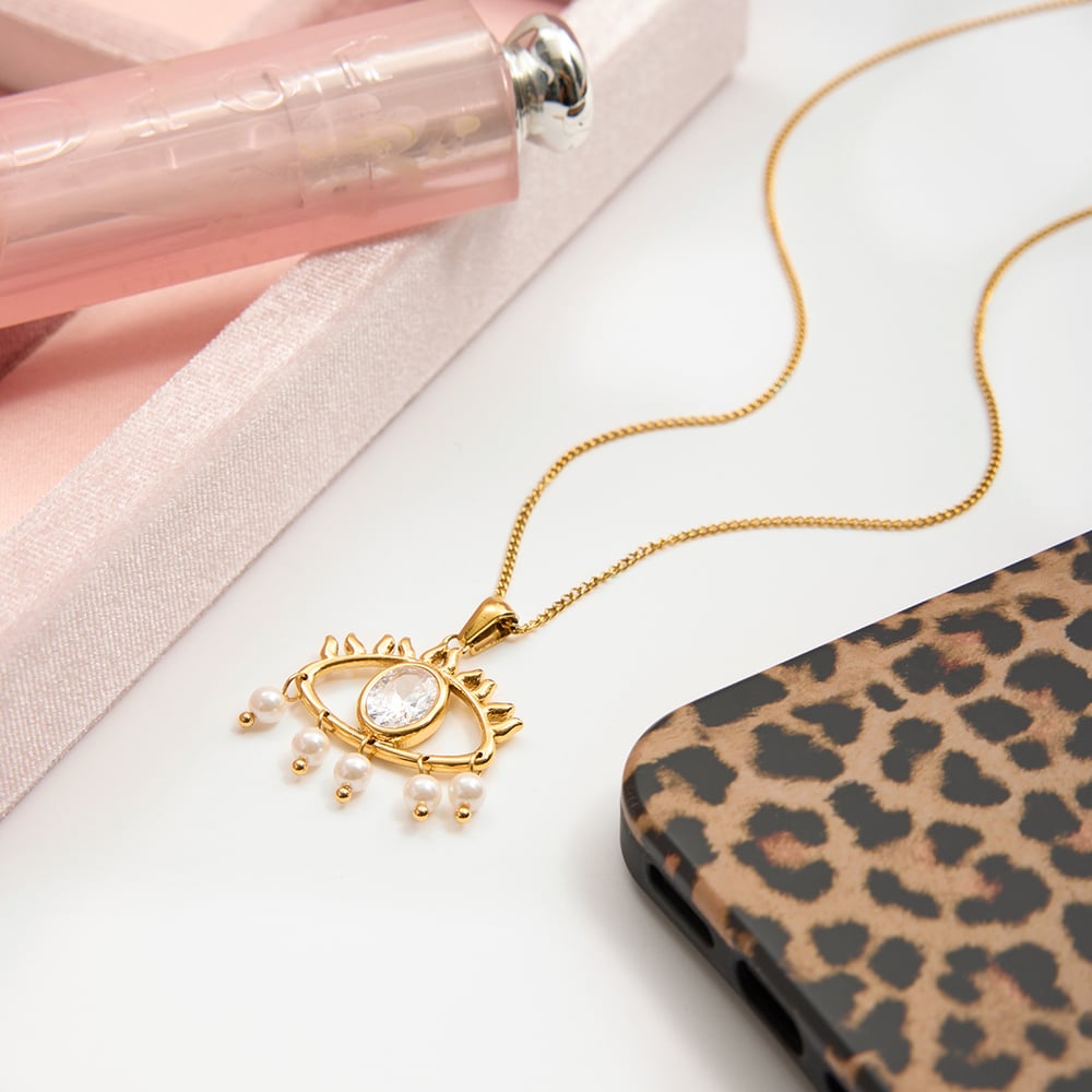 1 Piece Ornate Devil's Eye Stainless Steel Gold Color Women's Pendant Necklaces Picture6