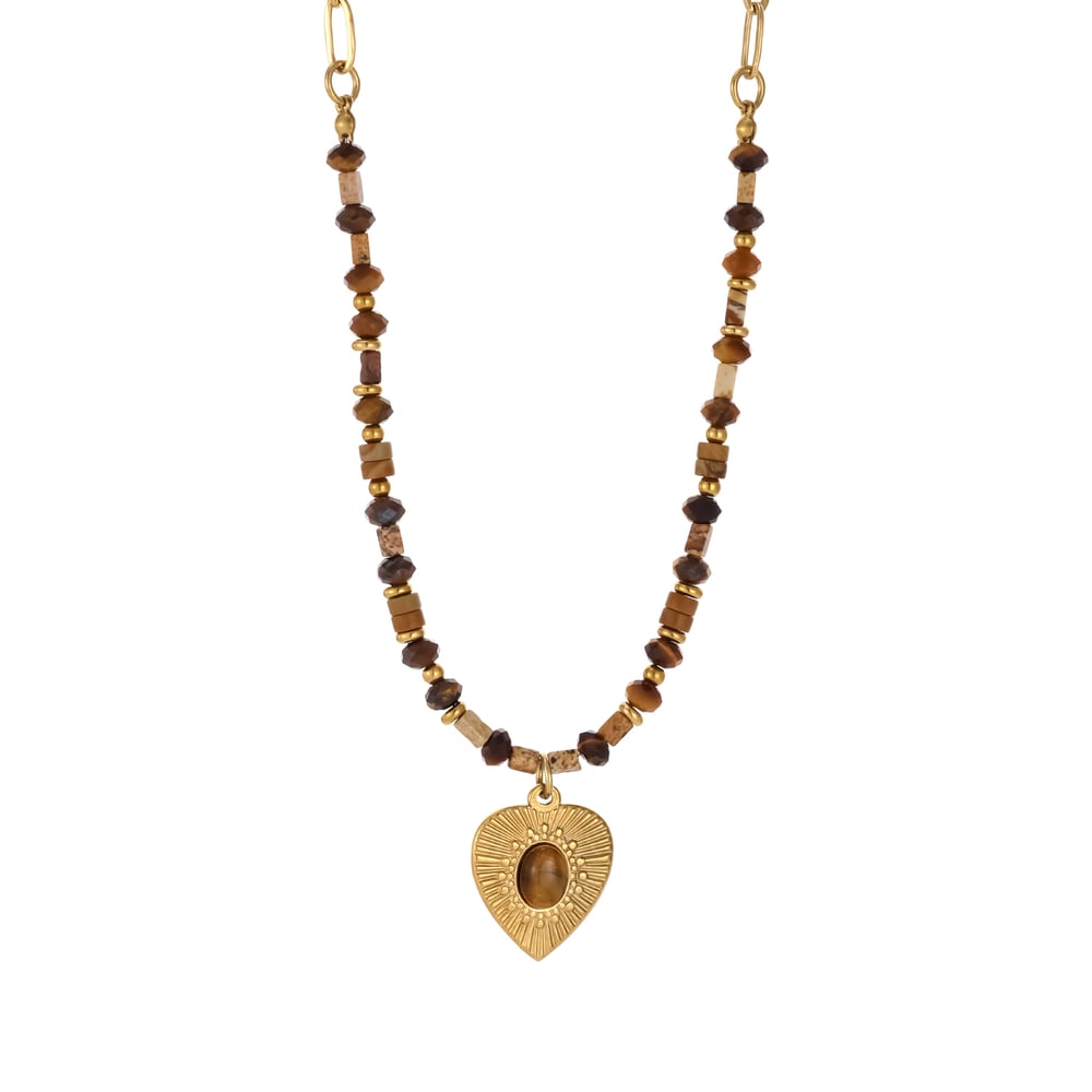 Collar con colgante clásico de elefante y piedras naturales para mujer (1 pieza) Imagen2