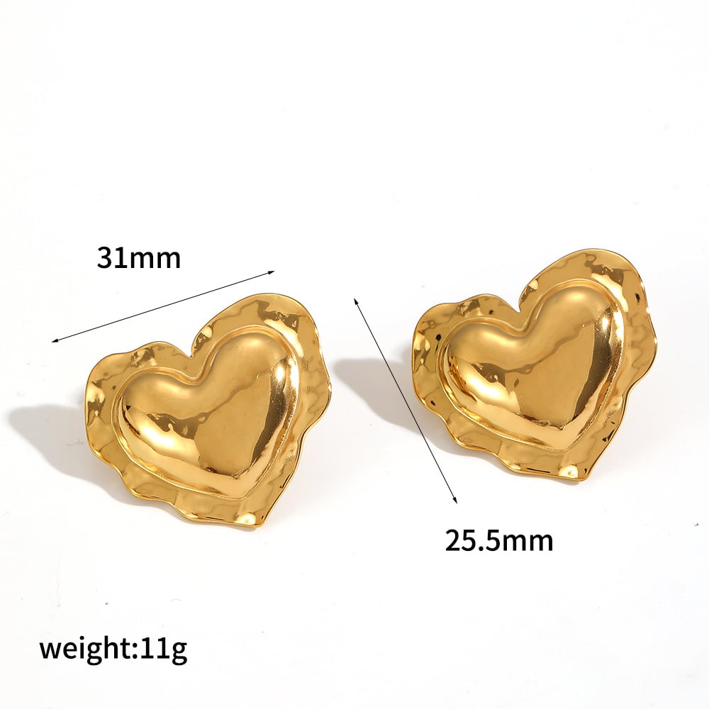1 Pair Heart Stainless Steel Mixed Color Stud Earrings 