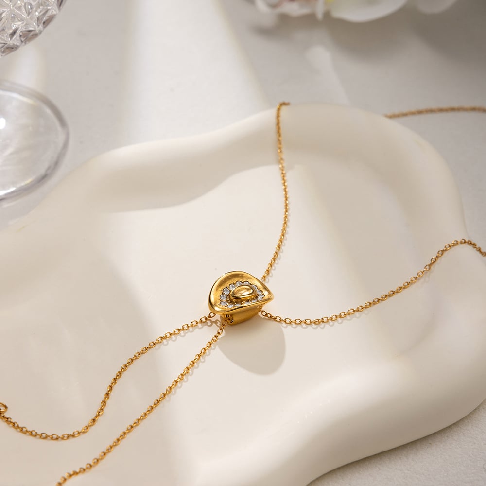 1 Piece Classic Stetson Shape Stainless Steel Gold Color Women's Long Necklaces Picture4