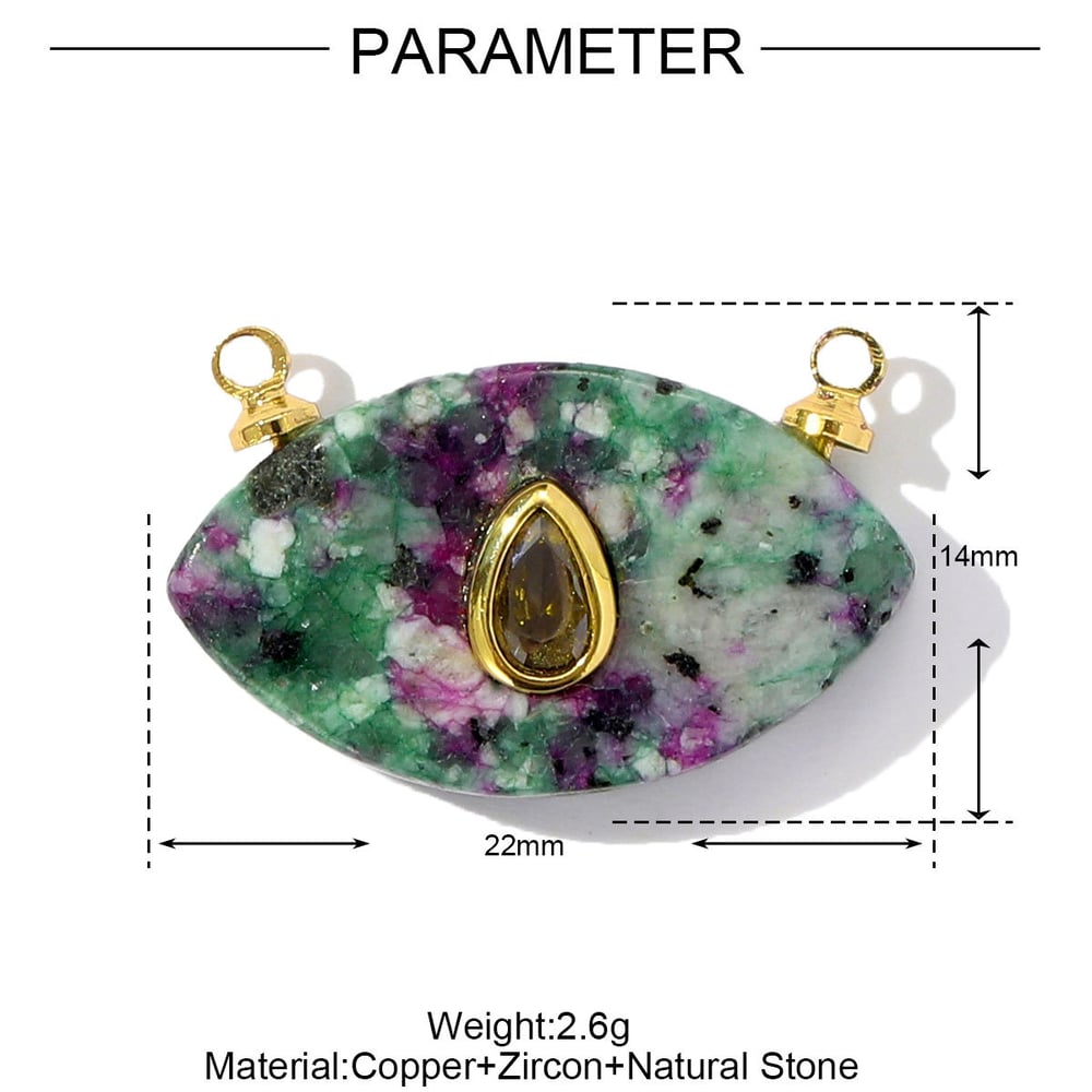 1 Piece Rectangle Natural Stone Stainless Steel Zircon Women's Pendants Picture2