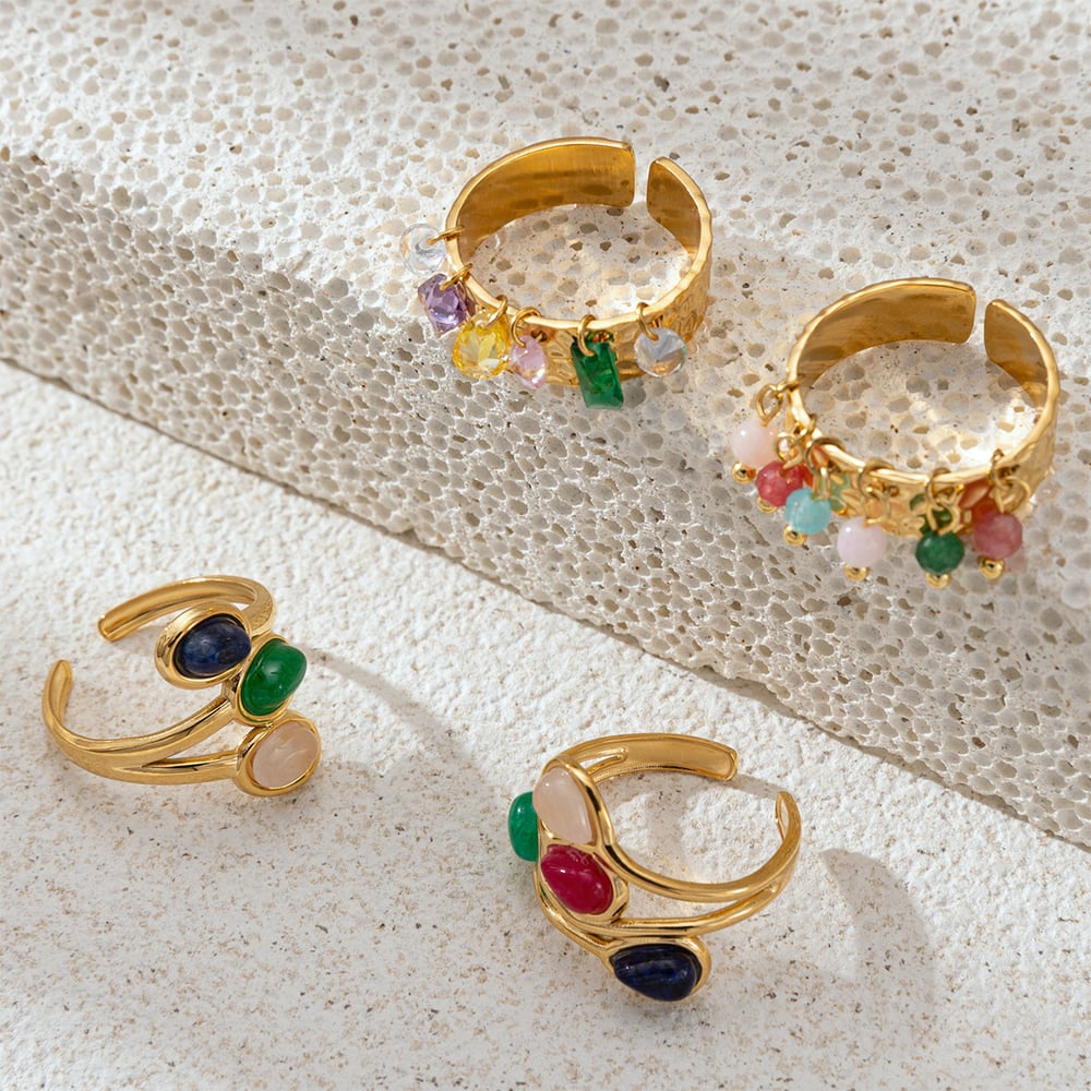 Retro Stainless Steel Natural Stone Beads Bracelets Set Picture3