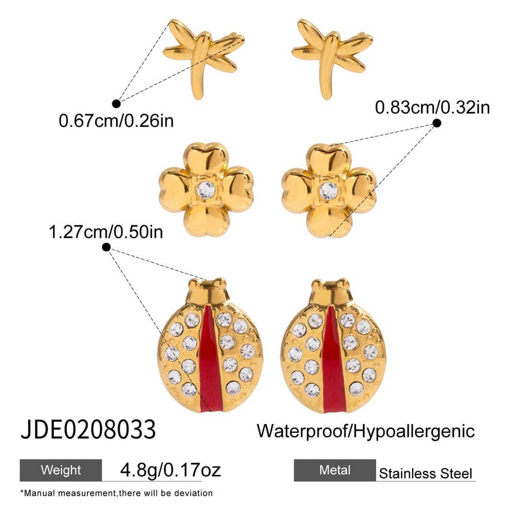 1 Set Classic Beetle Stainless Steel Gold Color Women's Earring Sets h5Picture2