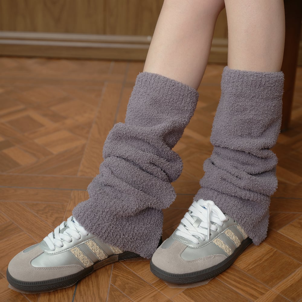 1 Pair Solid Color Knitted Leg Warmers h5Picture3