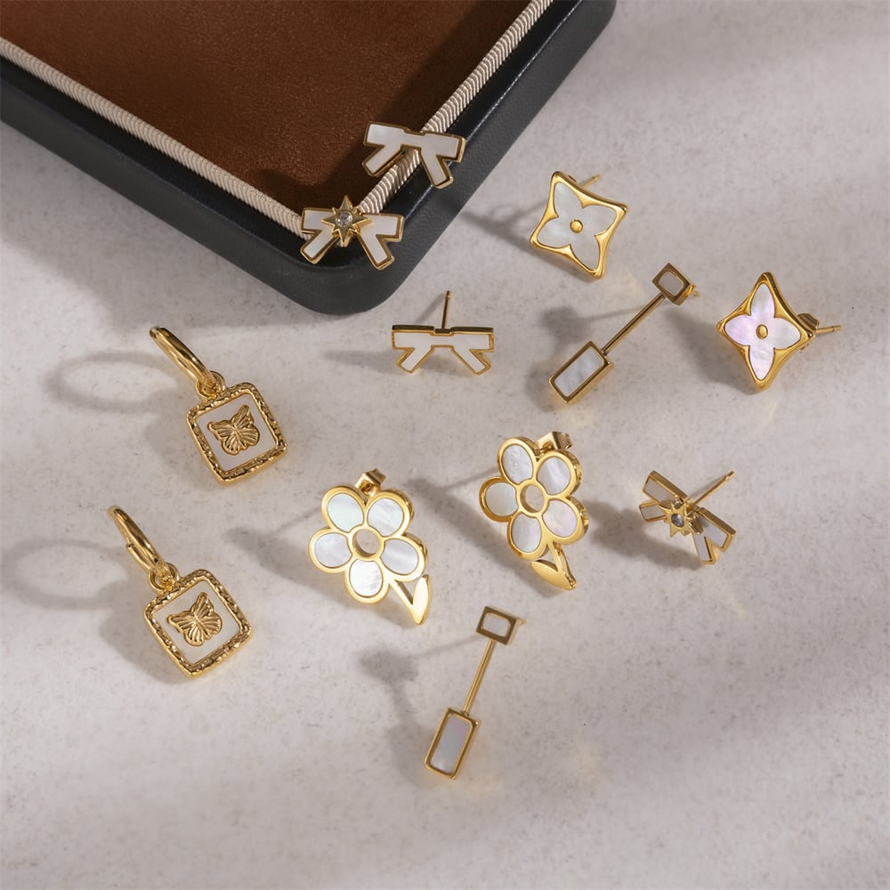 1 Pair Stainless Steel Gold Color Shell Stud Earrings Picture2