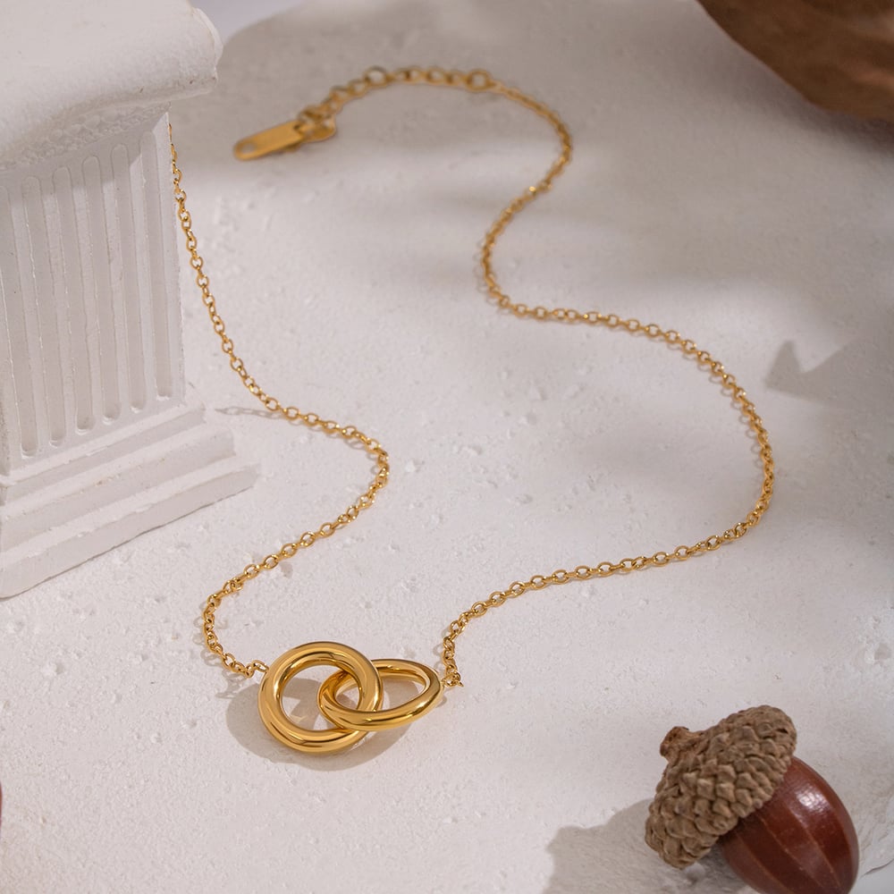 1 Piece Simple Circle Stainless Steel Gold Color Pendant Necklace h5Picture3