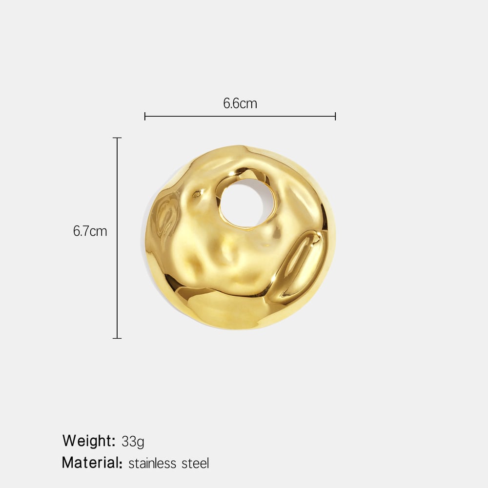 Broche ronde creuse en acier inoxydable doré (1 pièce) h5Image2