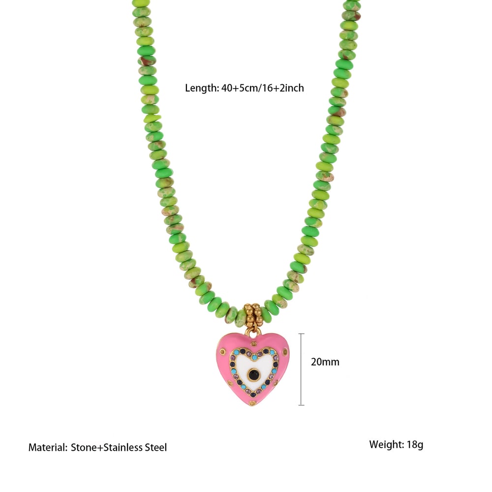 Collar de cuentas para mujer con piedras naturales y flores vívidas de 1 pieza
