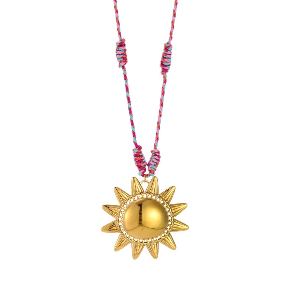 1 collar colgante de acero inoxidable con diseño de sol delicado para mujer