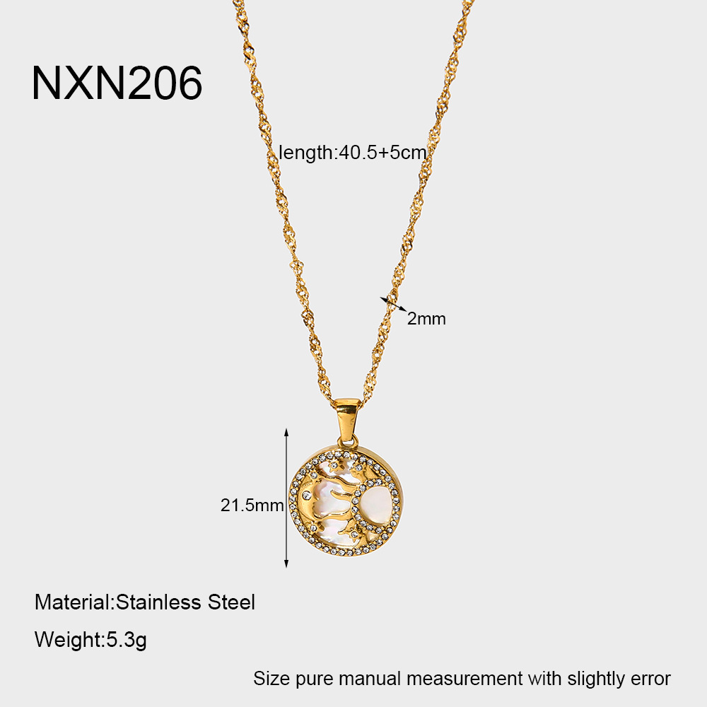 1 Piece Luxurious Sun Circle Moon Stainless Steel Women's Pendant Necklaces