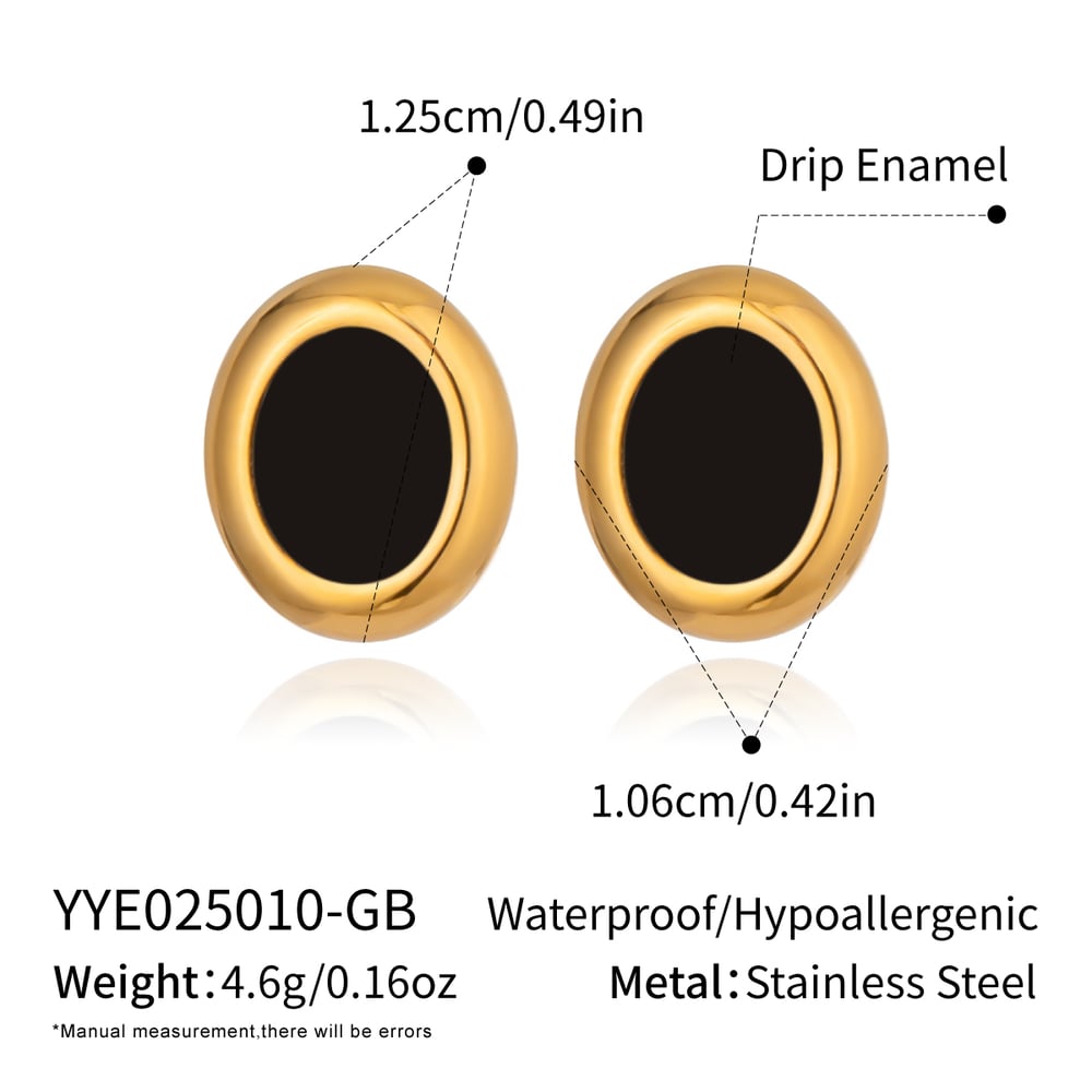 1 paire de boucles d'oreilles à tige rondes en acier inoxydable émaillé couleur or