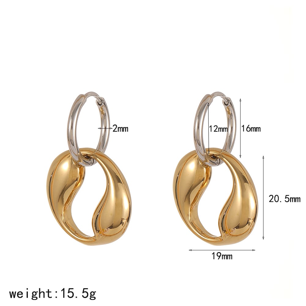 1 Pair Irregular Shape Stainless Steel Mixed Color Drop Earrings 