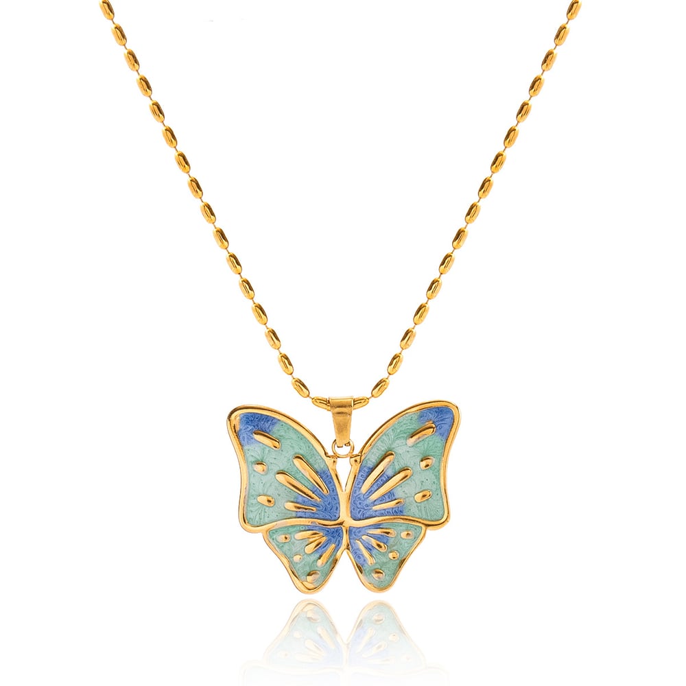 1 Piece Designable Butterfly Stainless Steel Gold Color Women's Pendant Necklaces 