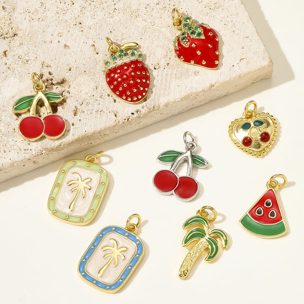 1 Piece Cute Fruit S925 Gold Color Women's Pendants Picture3
