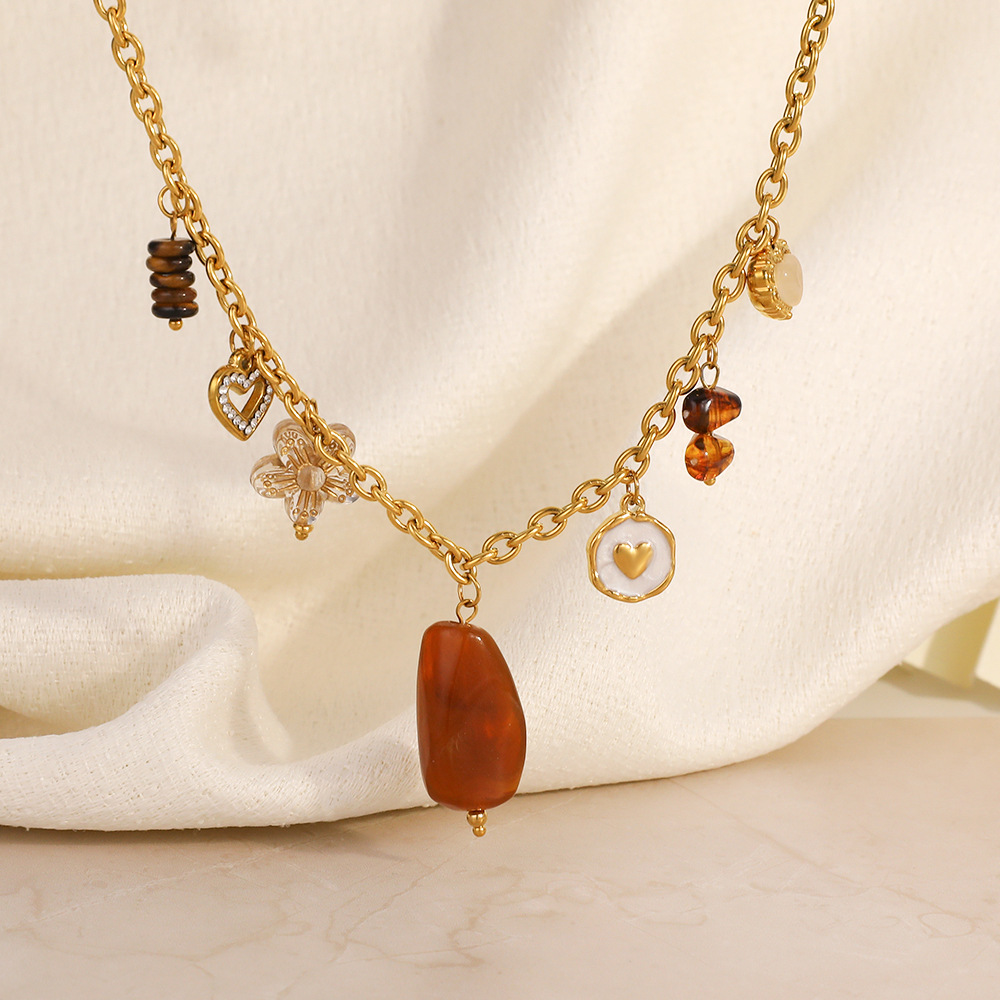 1 Piece  Daily Flower Heart Stainless Steel Women's Pendant Necklaces Picture4