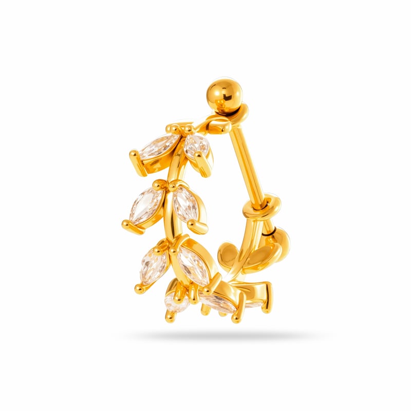 1 Piece Simple Crown Copper Gold Color Zircon Women's Piercing Earrings