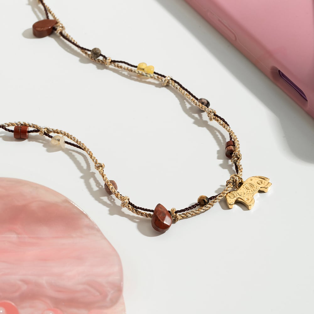 1 Piece Designable Pony Stainless Steel Gold Color Women's Pendant Necklaces h5Picture3