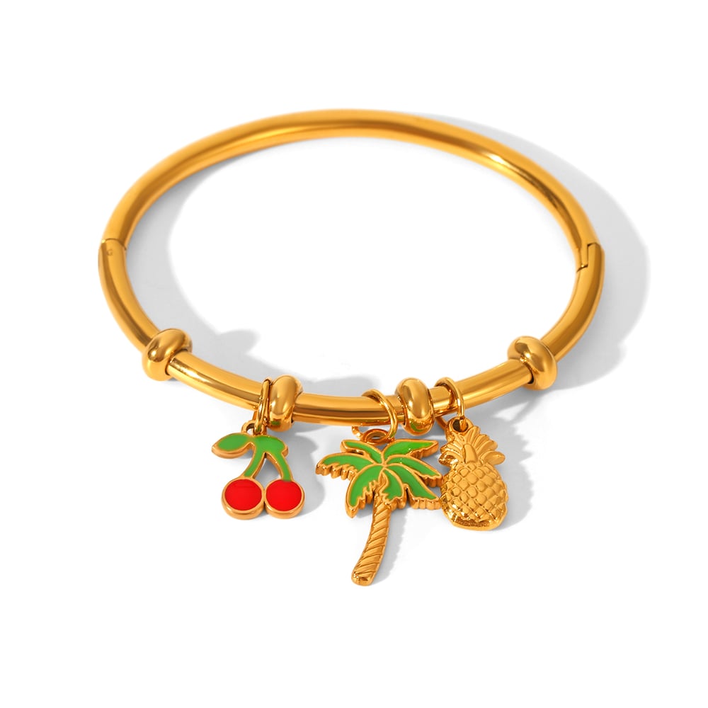 1 Piece Fruit Cherry Stainless Steel Gold Color Bangle