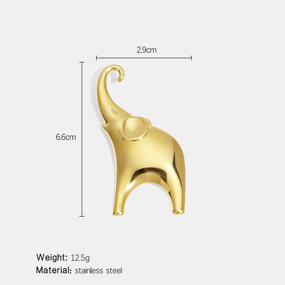 Broche en acier inoxydable doré en forme d'éléphant (1 pièce) h5Image2