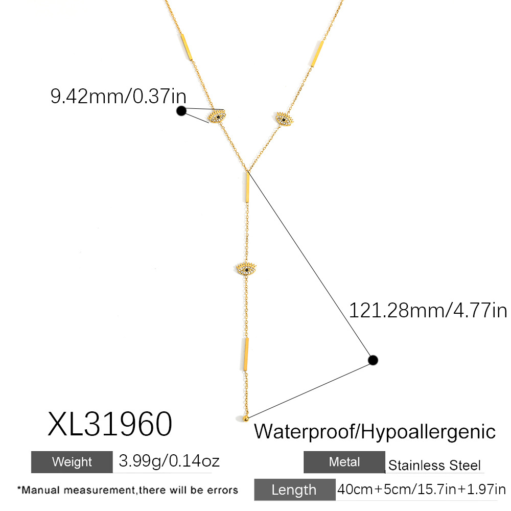 1 Piece Simple Devil's Eye Star Moon Stainless Steel Women's Chain Necklaces