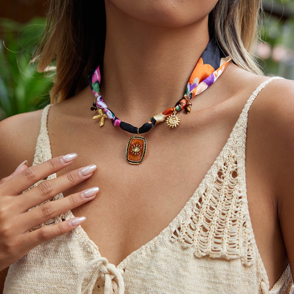 1 Piece Designable Sun Leopard Print Stainless Steel Gold Color Acrylic Women's Pendant Necklaces h5Picture5