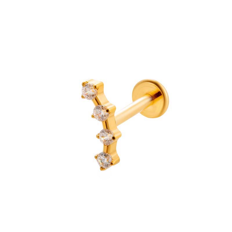 1 Piece Simple Titanium Alloy Gold Color Zircon Women's Piercing Earrings Picture5