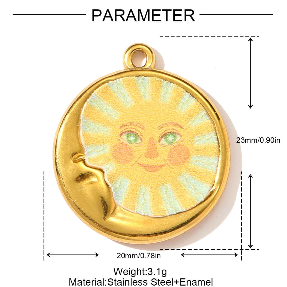 1 Piece Colorful Flower Pattern Stainless Steel Women's Pendants Picture2