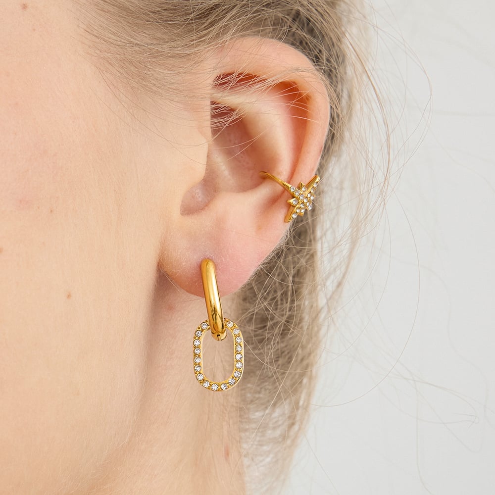 1 Pair Minimalist Circle Stainless Steel Gold Color Zircon Women's Ear Cuffs Picture4