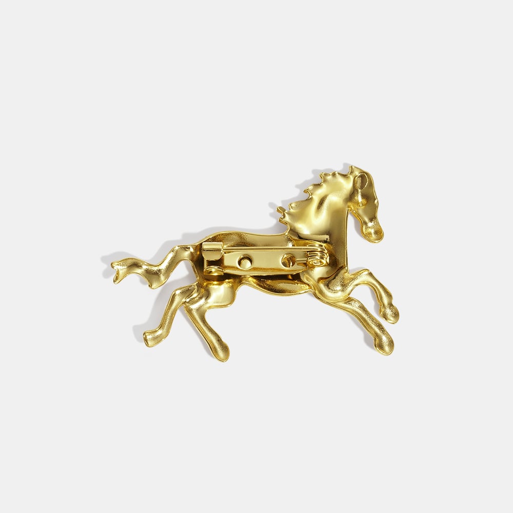 Broche en acier inoxydable doré en forme de cheval (1 pièce) h5Image5