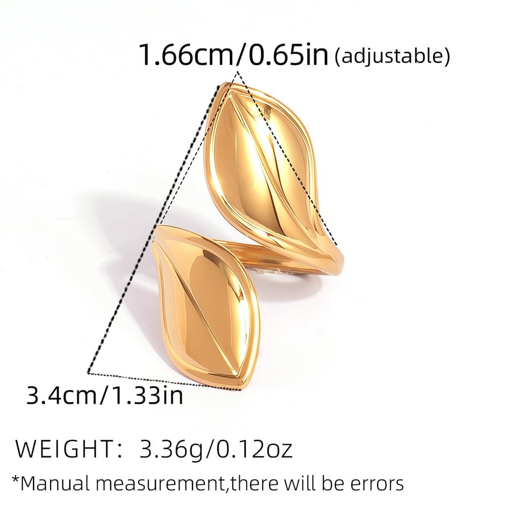 1 Piece Simple  Retro Leaf Stainless Steel   Gold Color Women's Statement Rings h5Picture2