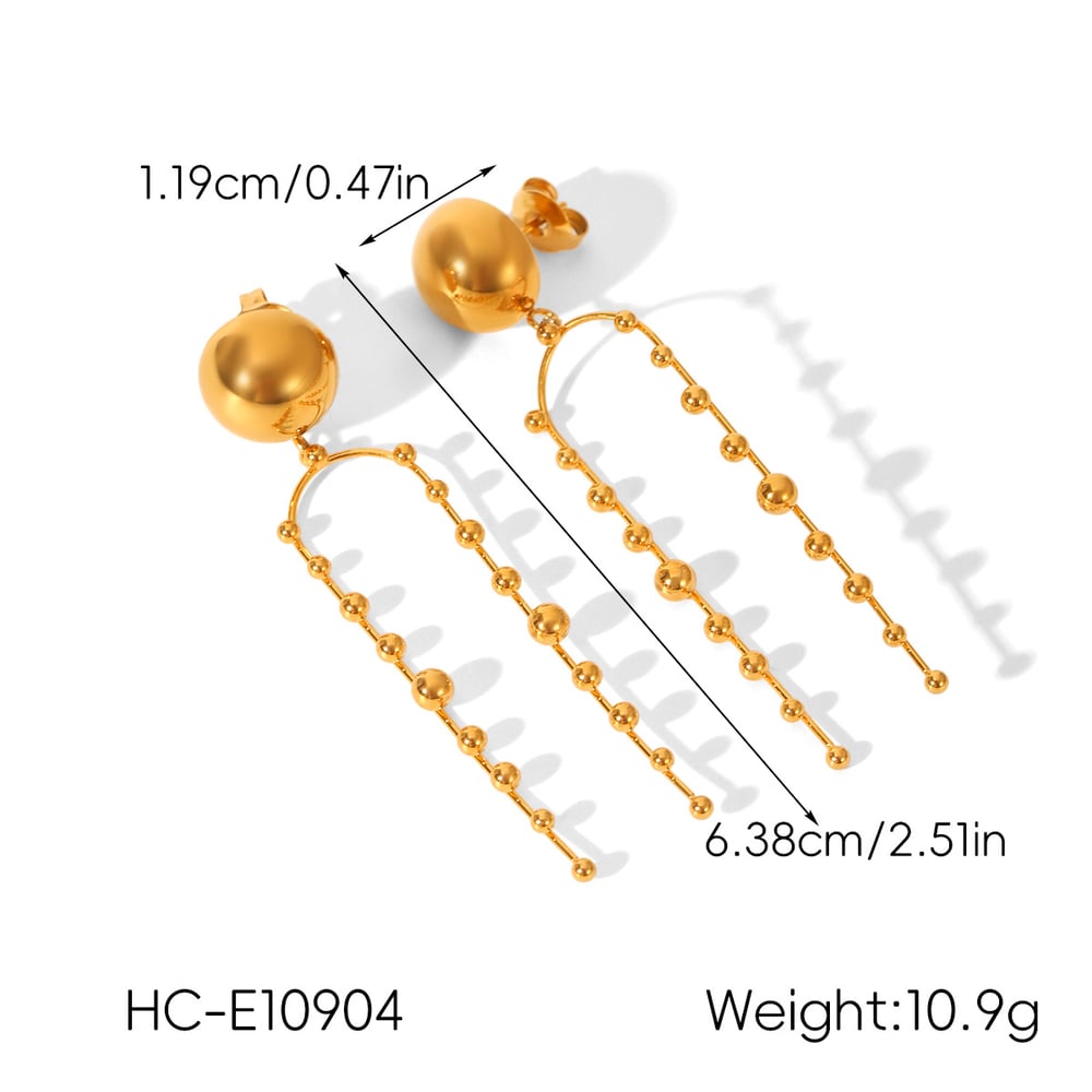 1 Pair Tassel Stainless Steel Gold Color Dangle Earrings h5Picture2