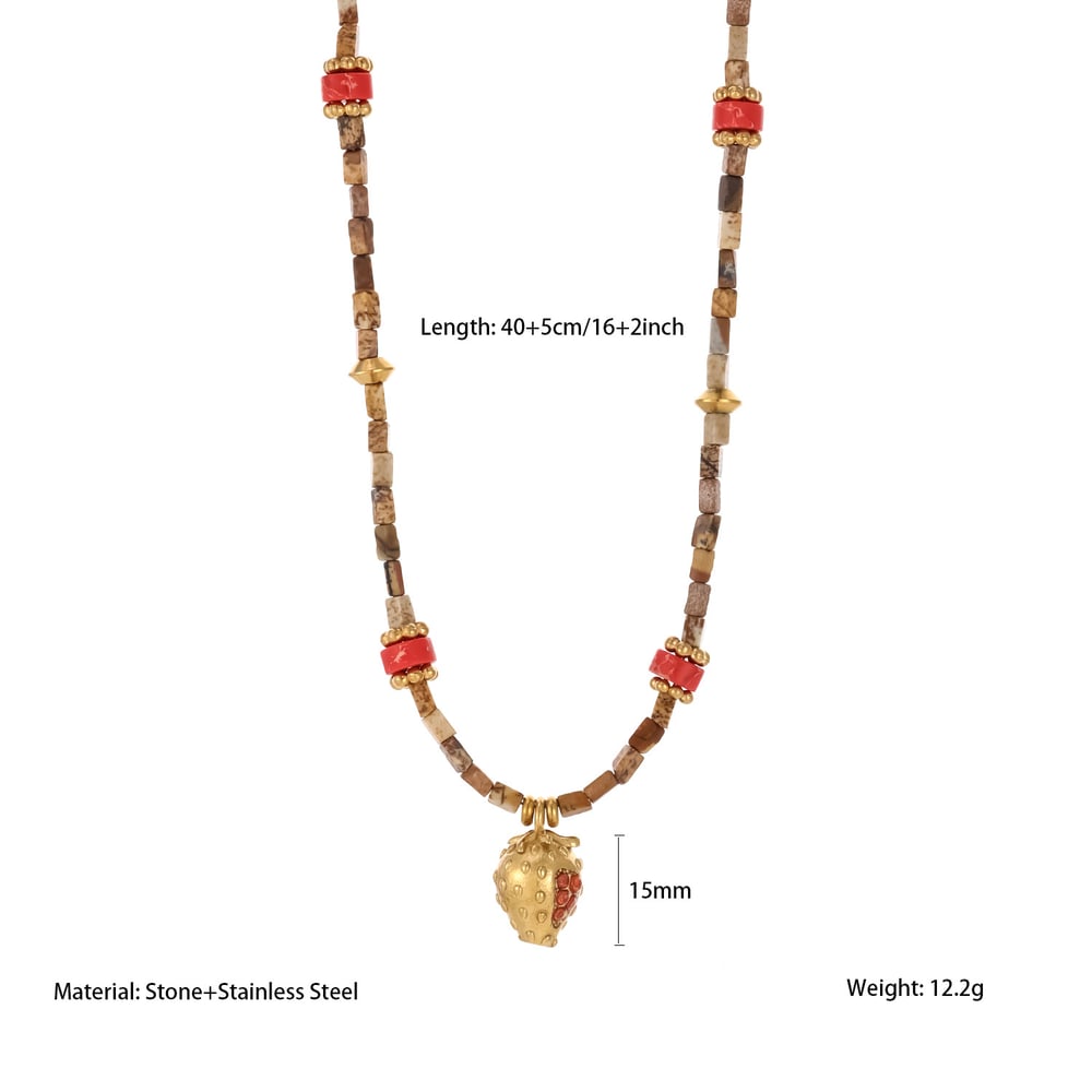 Collar con colgante clásico de elefante y piedras naturales para mujer (1 pieza)