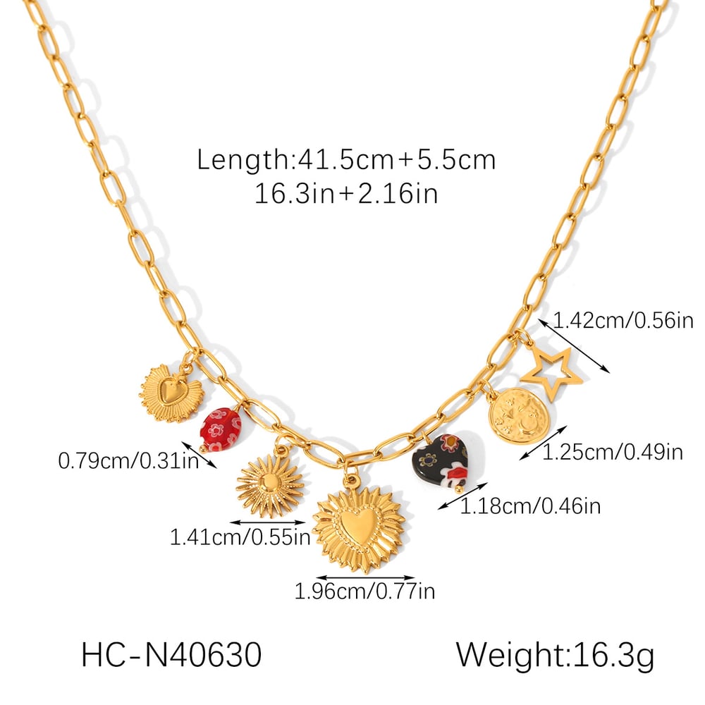 1 Piece Retro Heart Stainless Steel Gold Color Pendant Necklace Picture2