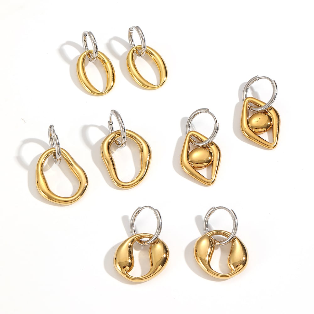 1 Pair Irregular Shape Stainless Steel Mixed Color Drop Earrings Picture4